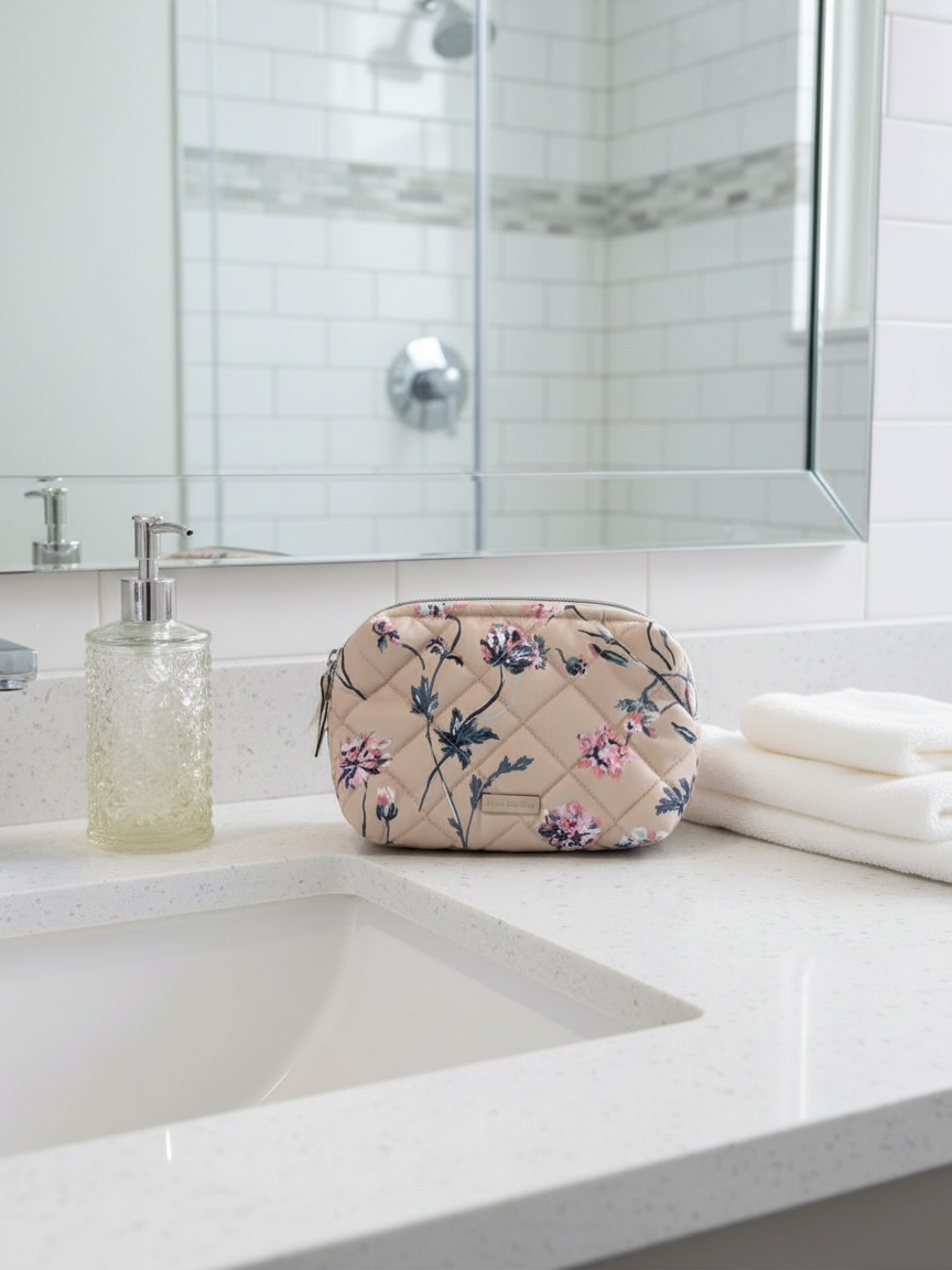 VERA BRADLEY MAKEUP BAG STRAWFLOWERS