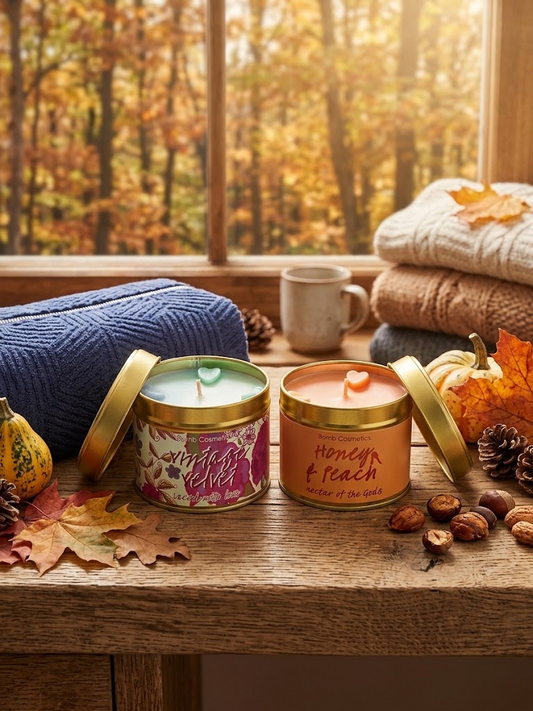 Bomb Cosmetics Tin Candles – Honey & Peach or Vintage Velvet