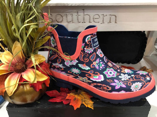 Simply Southern Floral Ankle Rain Boots