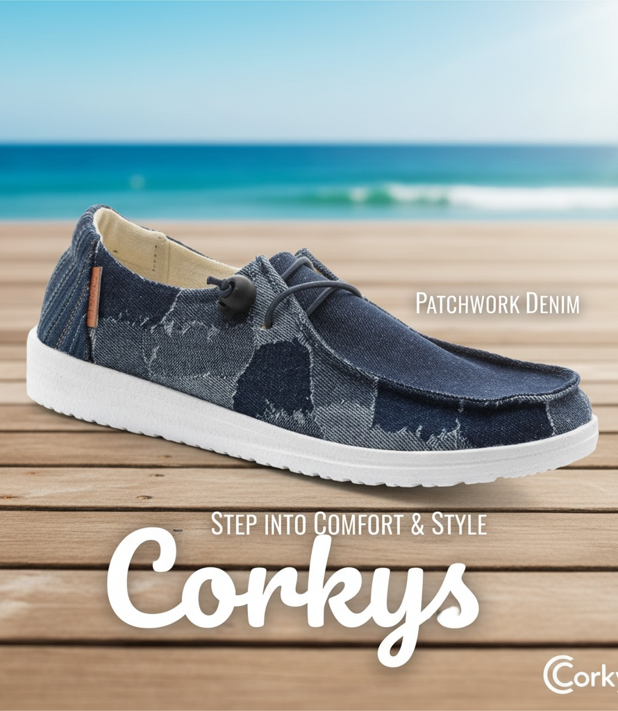 CORKY KAYAK DARK DENIM PATCHES