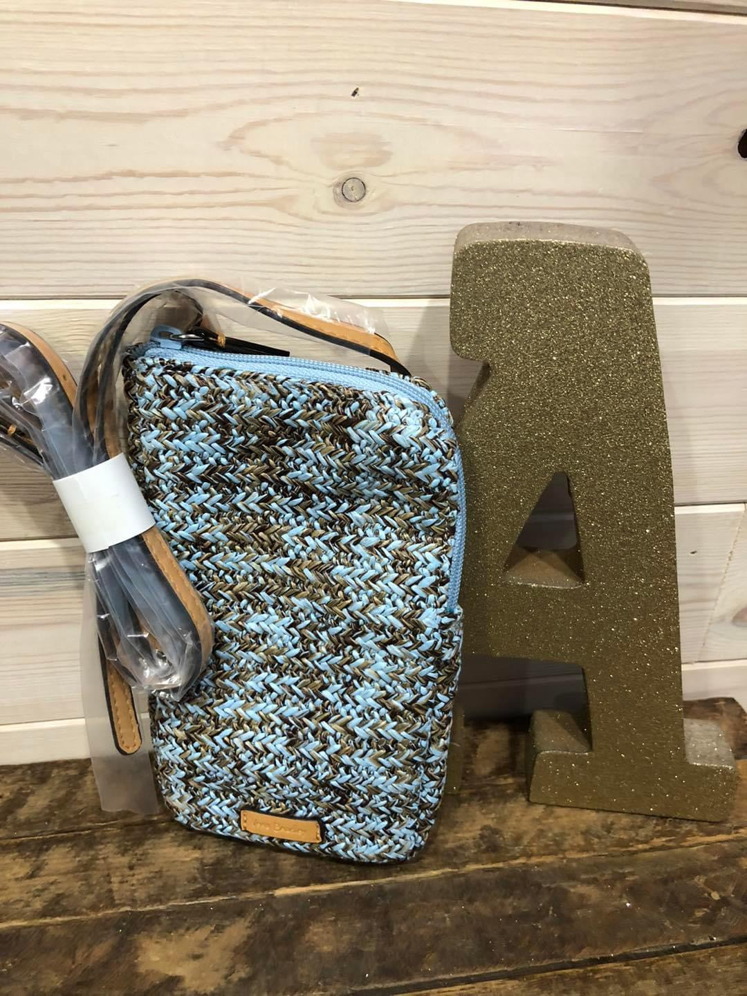 VERA BRADLEY STRAW CELLPHONE CROSSBODY MINT BROWN SEA LIFE