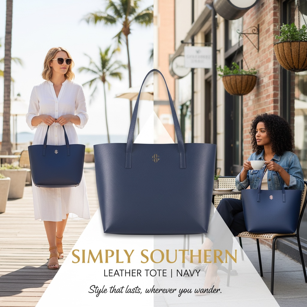 Simply Southern Leather Tote Navy