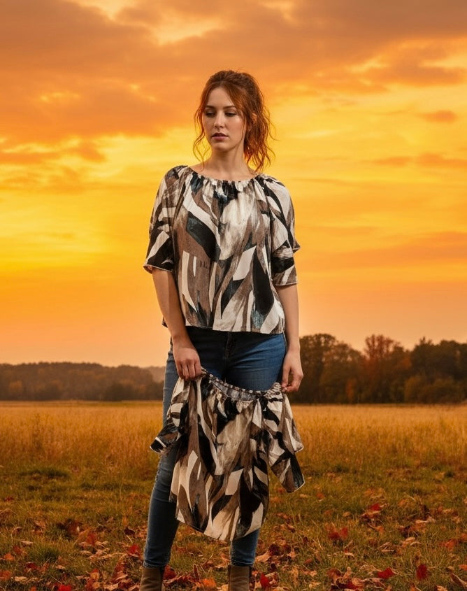 ON/OFF SHOULDER BLOUSE (SHORT WAIST)