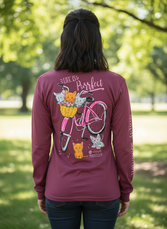 LIFE IS "PURRFECT" LONG SLEEVE TEE
