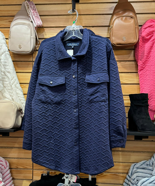 SIMPLY SOUTHERN QUILTED SHACKET NAVY