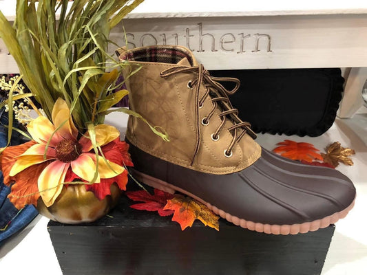 Simply Southern Tan Lace-Up Duck Boots