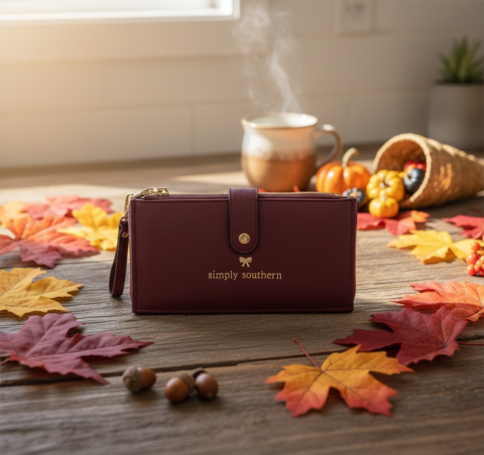 Simply Southern Double Zip Wallet Maroon