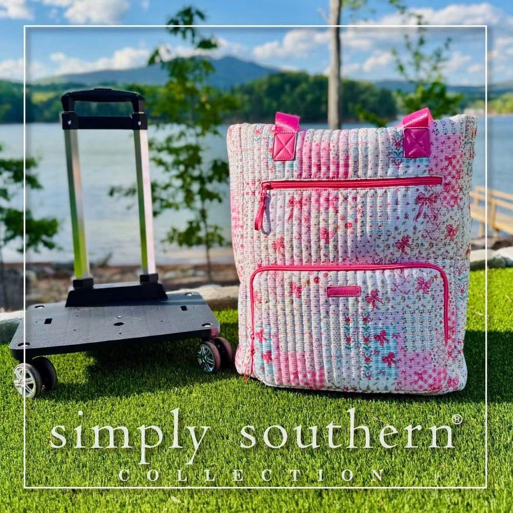 SS Swivel Rolling Tote Quilt Ribbon