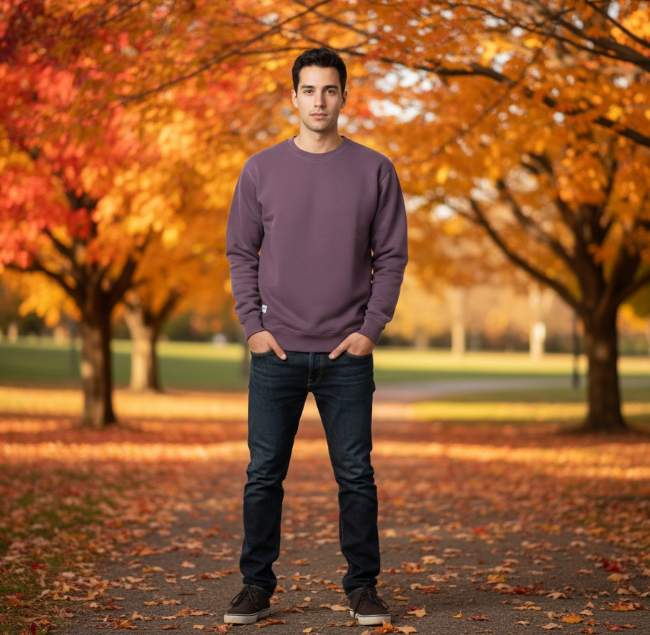 MENS DISTRESSED CREW-MAROON