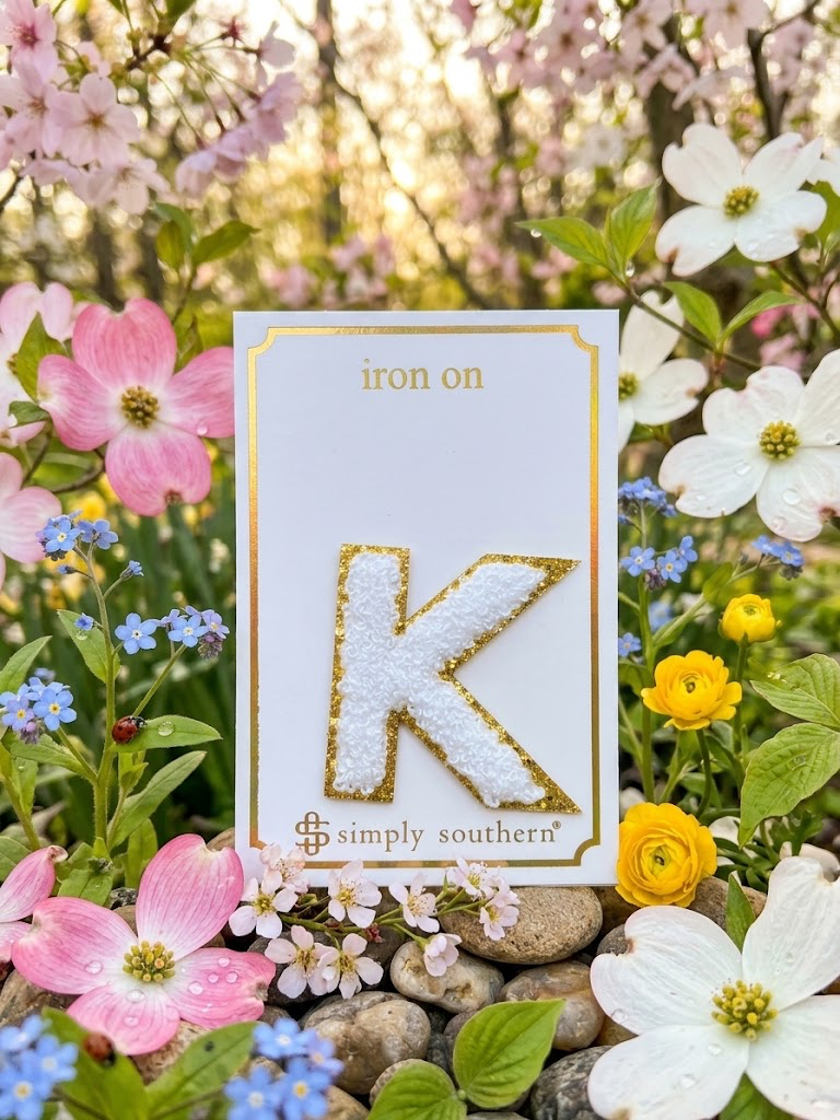 SS Iron On Initials White/Gold Glitter