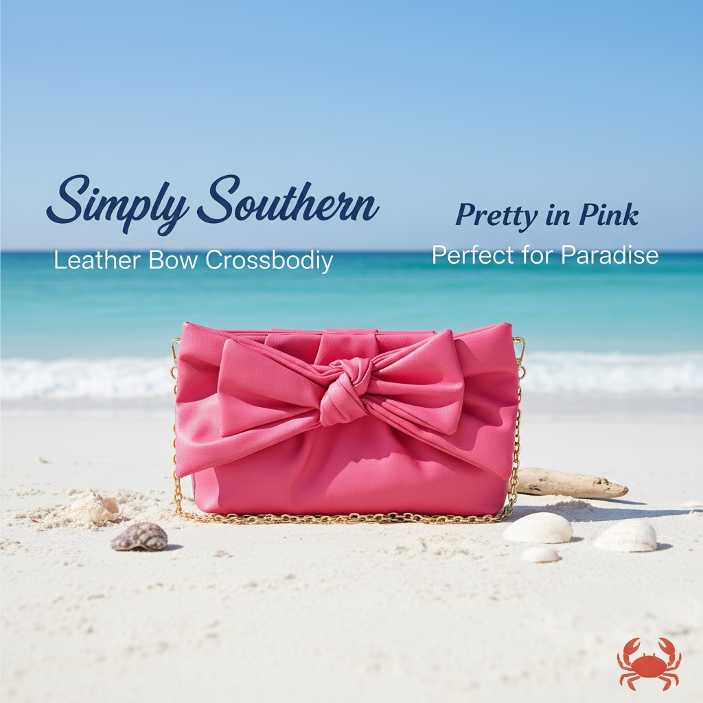Simply Southern Leather Bow Crossbody Pink