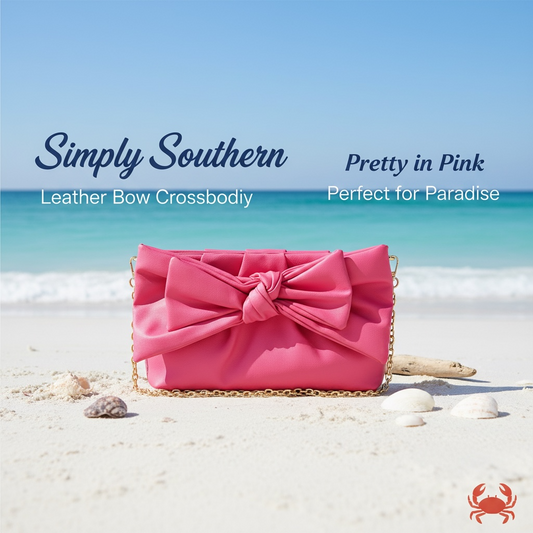 Simply Southern Leather Bow Crossbody Pink