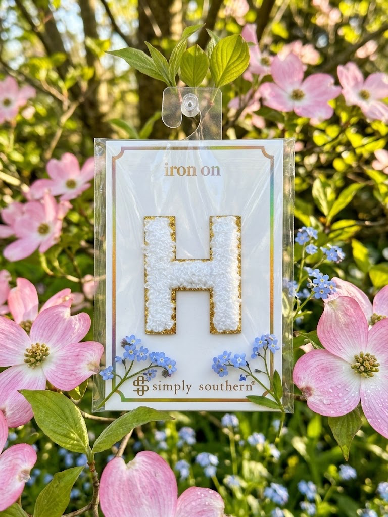 SS Iron On Initials White/Gold Glitter