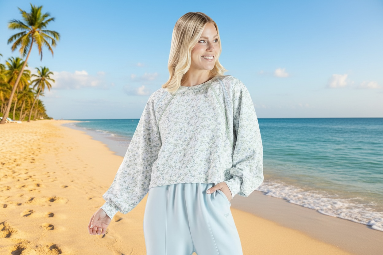 Simply Southern Lounge Pullover Blue Flower