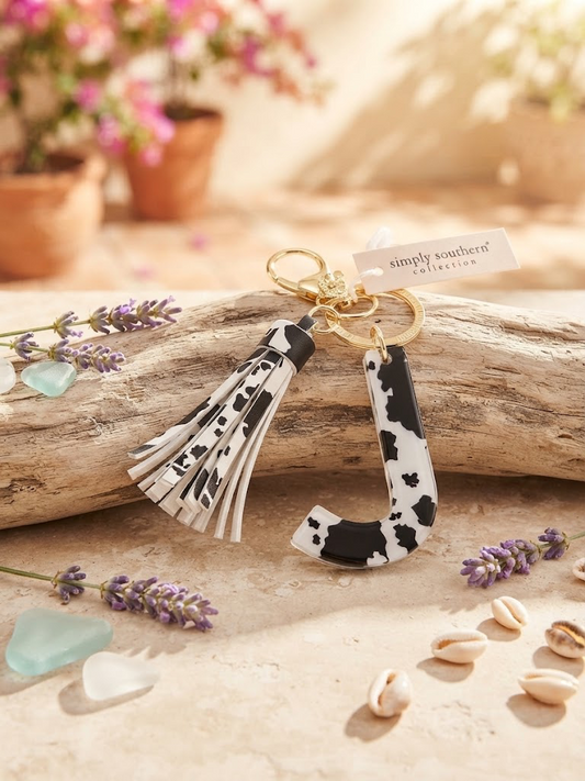 Simply Southern Cow Initial Keychain