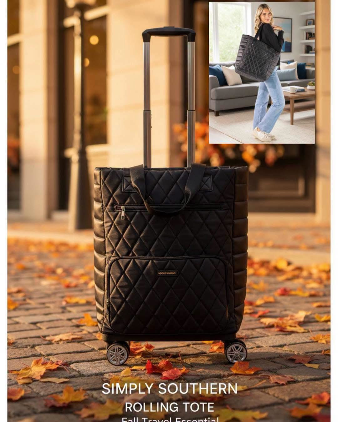 SS Swivel Rolling Tote Black