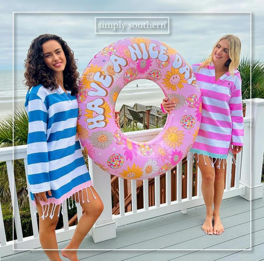 Simply Southern Flower Smile Pink Inflatable Pool Ring