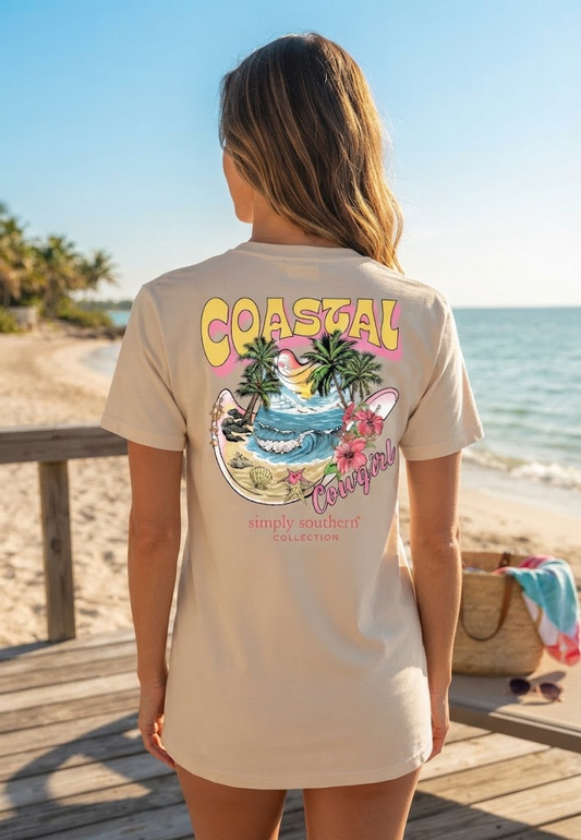 Simply Southern Coastal Cowgirl Cowboy Hat Beach Graphic Shirt