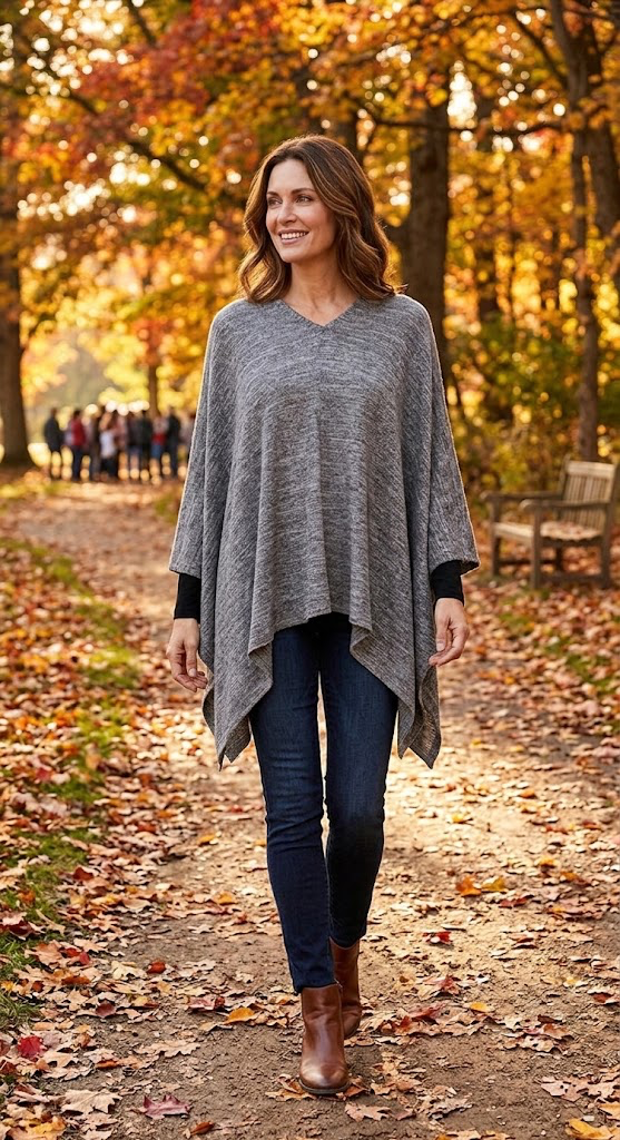 Simply Soft V-Neck Knit Poncho