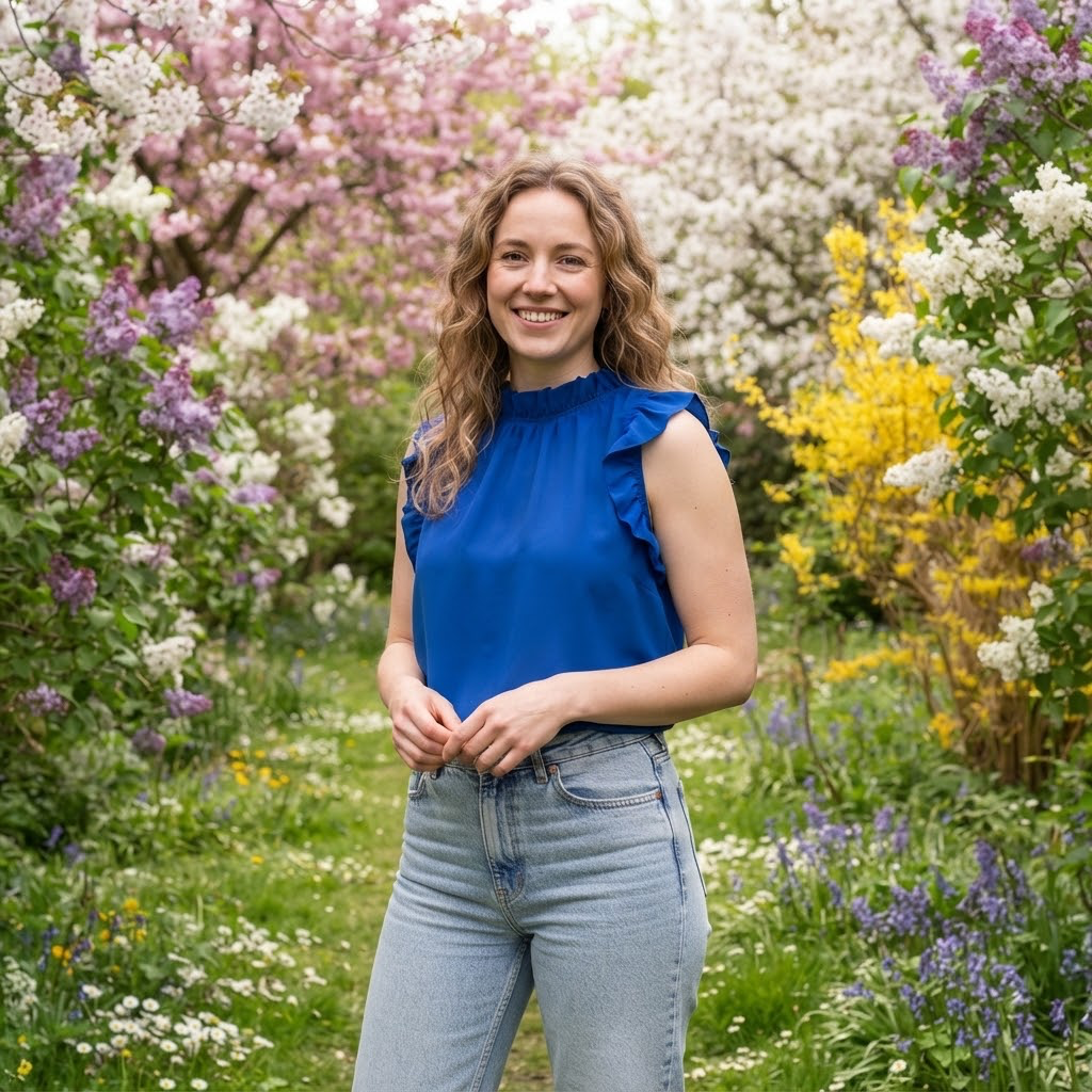ROYAL BLUE RUFFLE BLOUSE