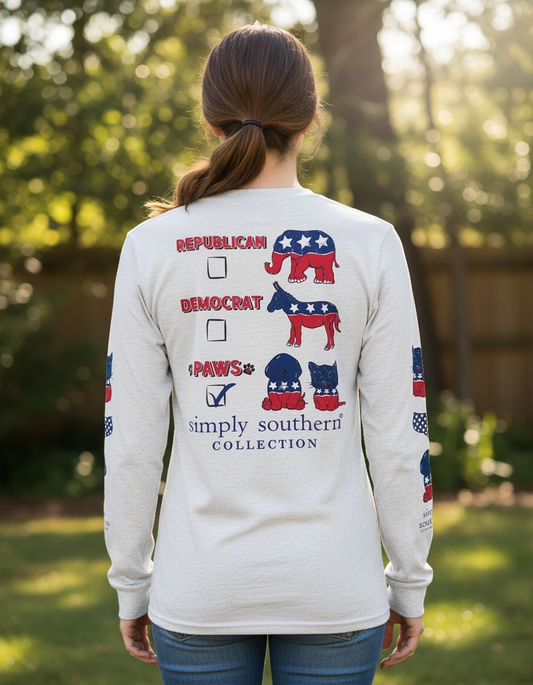 REPUBLICAN DEMOCRAT OR PAWS LONG SLEEVE