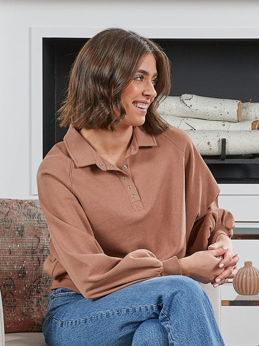 Simply Southern Polo Pullover Umber