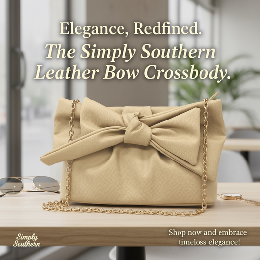 Simply Southern Leather Bow Crossbody Beige