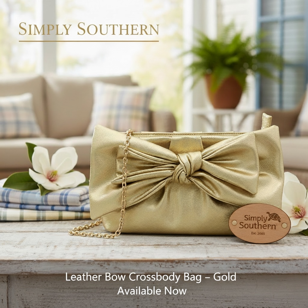 Simply Southern Leather Bow Crossbody Gold