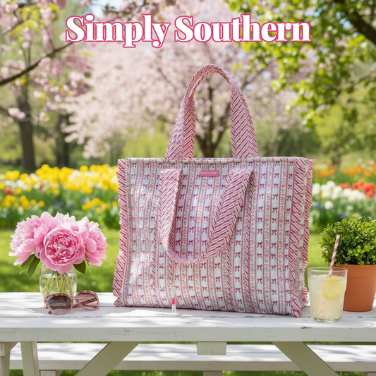 Simply Southern Quilted Tote Pink Bow