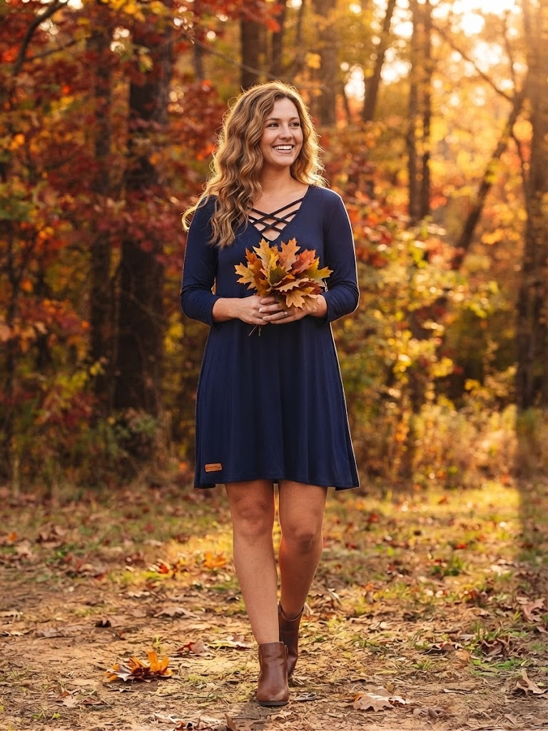 Simply Southern Navy Crisscross Neck Tunic