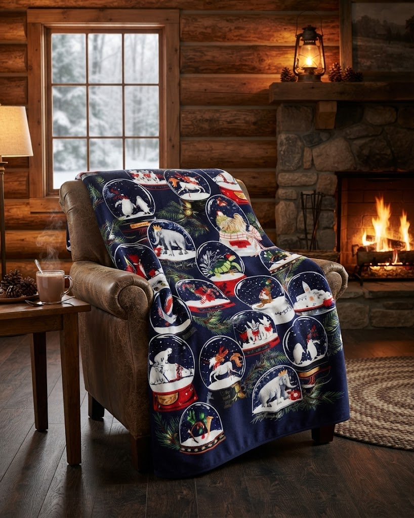 VERA BRADLEY FLEECE BLANKET SNOW GLOBES