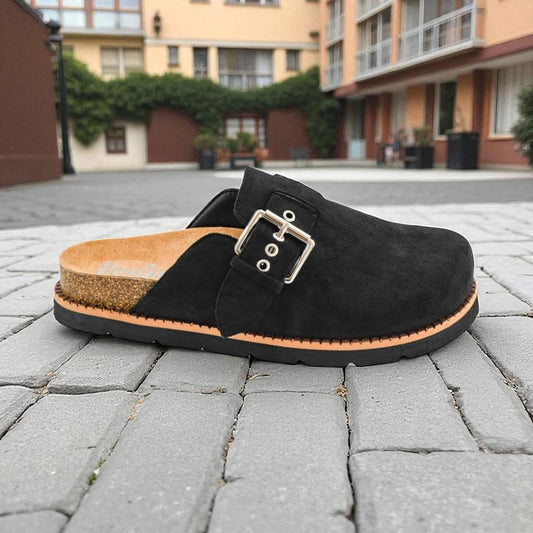 Corkys Day Dream Black Faux Suede Slip-On Clogs