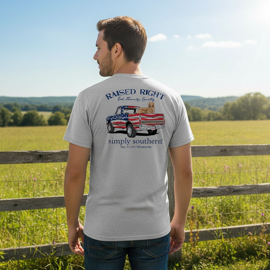 MENS RAISED RIGHT FLAG