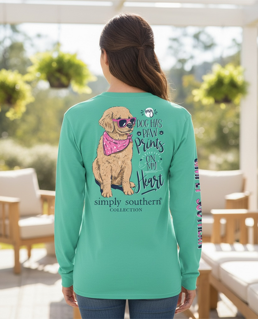 MY DOG HAS PAW PRINTS ON MY HEART LONG SLEEVE TEE