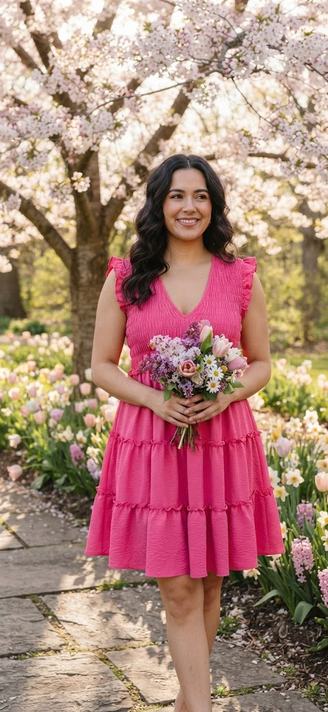 She+Sky Peasant Dress Pink