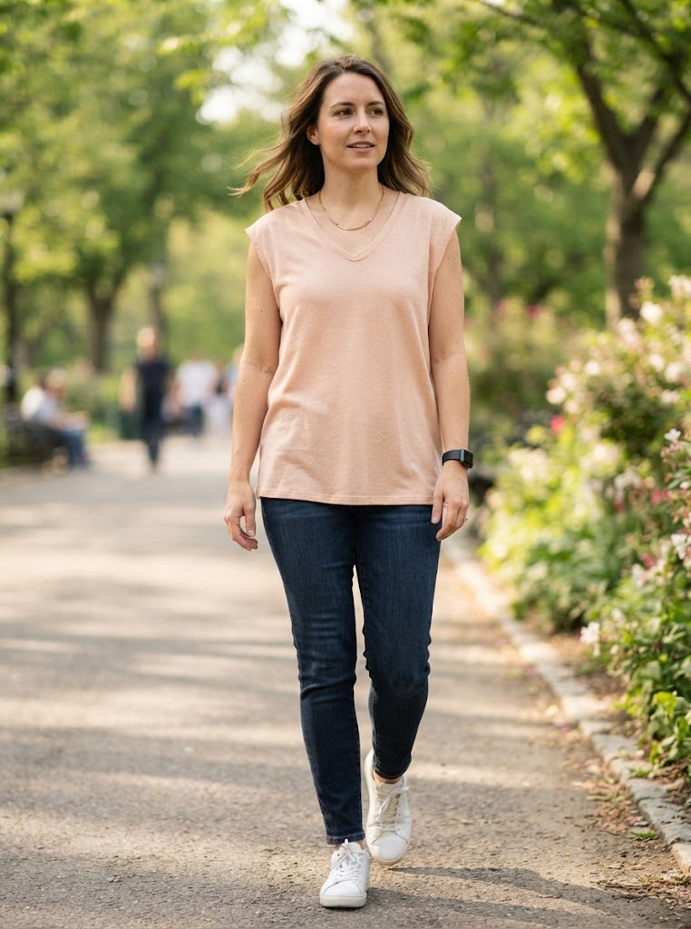 COTTON VNECK PEACH