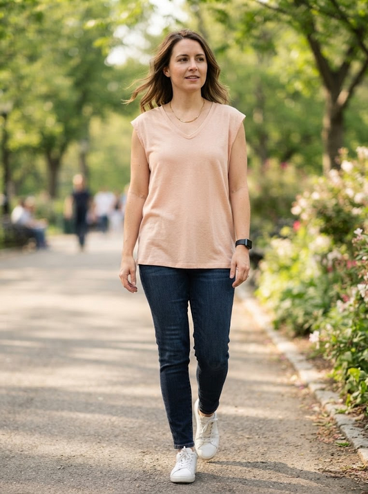 COTTON VNECK PEACH