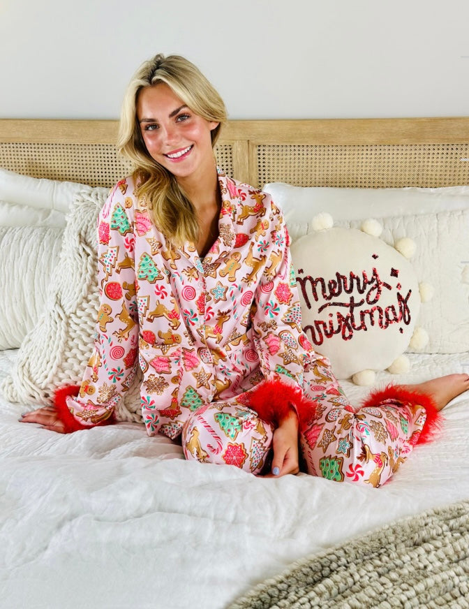 SIMPLY SOUTHERN FEATHER PJ SET COOKIE