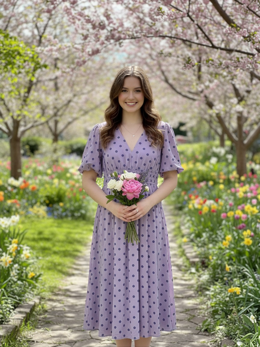 She+Sky Purple Poka Dot Dress