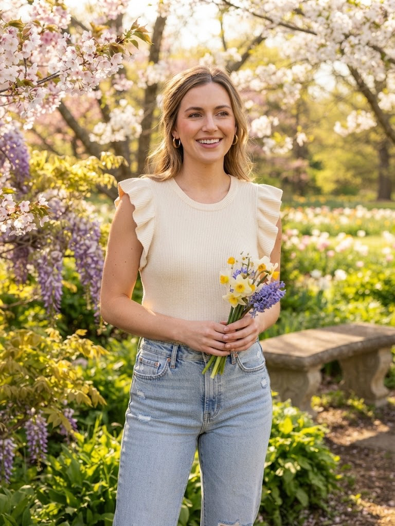 Simply Southern Tee Knit Ruffle Cream