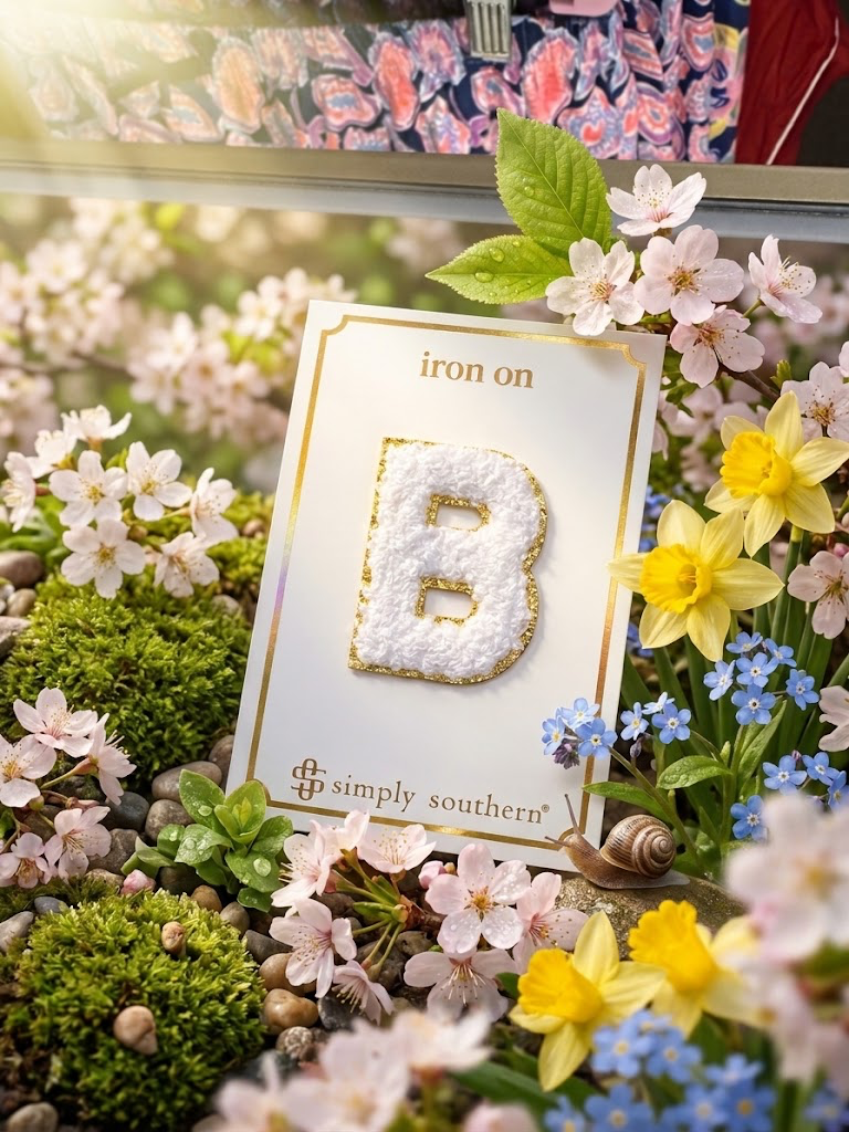 SS Iron On Initials White/Gold Glitter
