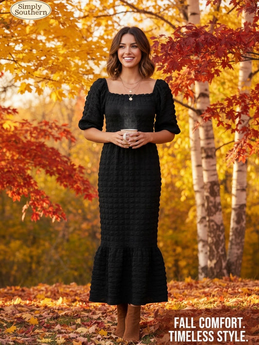 SIMPLY SOUTHERN BUBBLE DRESS BLACK