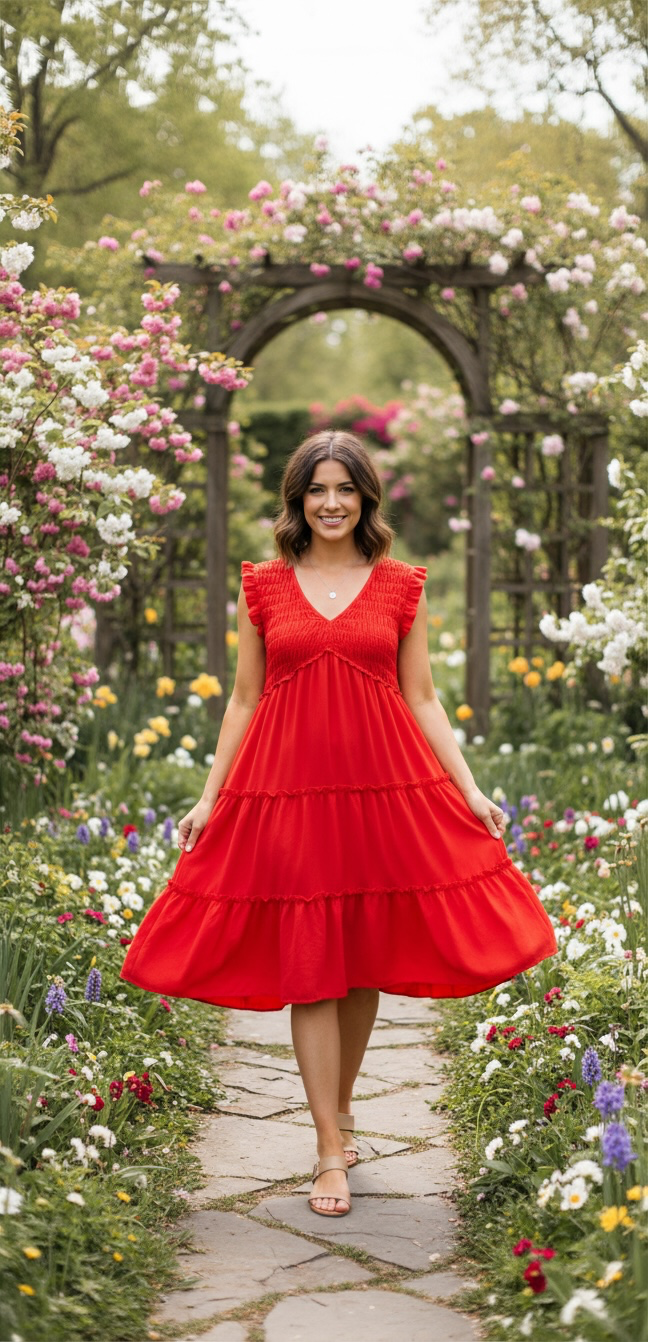 PEASANT DRESS RED