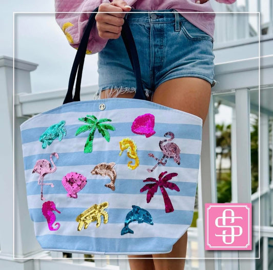 EMBROIDERED SEQUIN TOTE BEACH