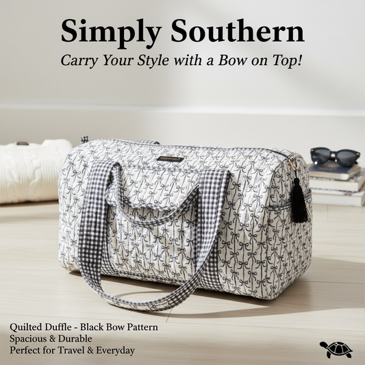 Simply Southern Quilted Duffle Black Bow
