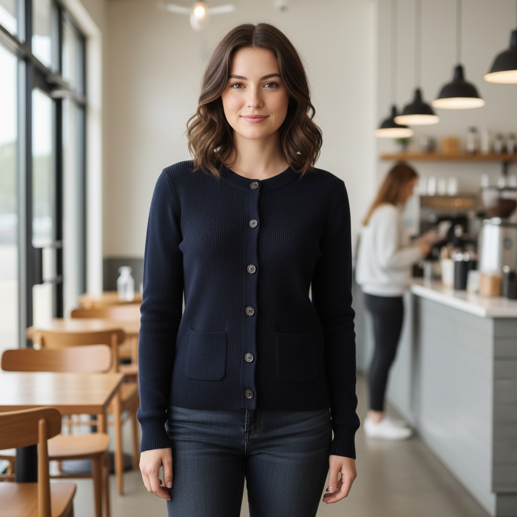 Navy Button Sweater