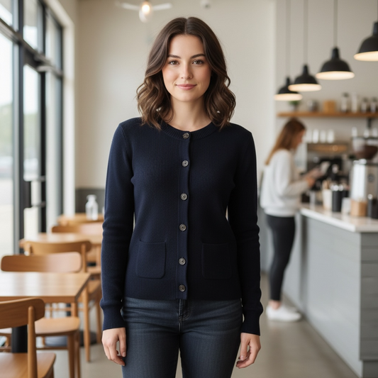 Navy Button Sweater