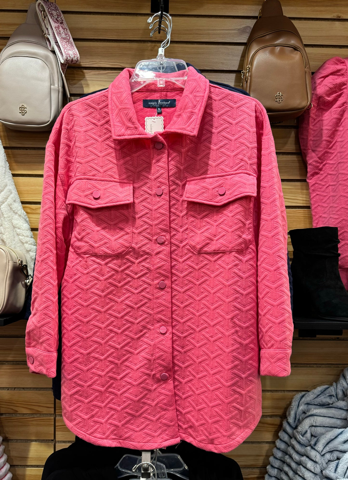 SIMPLY SOUTHERN QUILTED SHACKET PINK