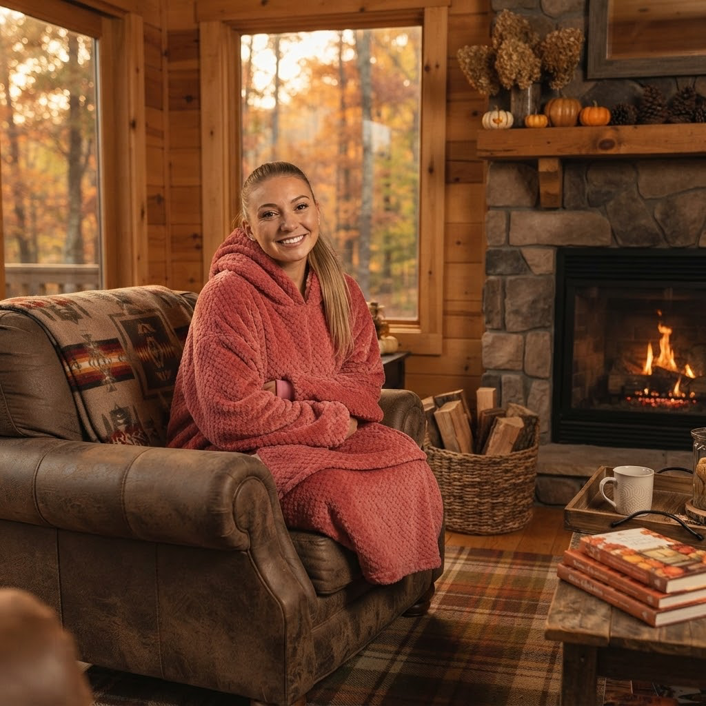 O/S SIMPLY SOUTHERN HOODIE PONCHO-MAROON