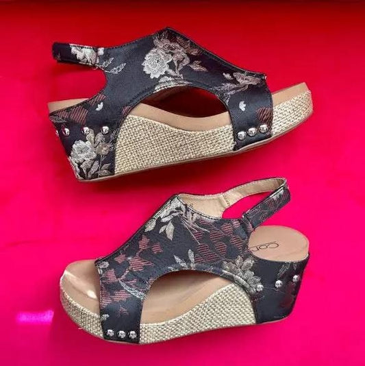 CORKYS CARLEY BLACK TAN FLORAL